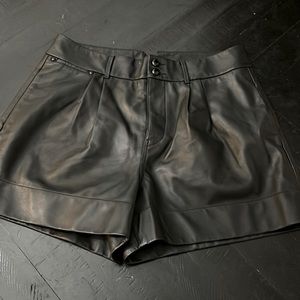 Black leather shorts